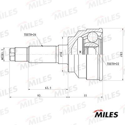 Шрус KIA shuma 1.5/1.6/1.8 96-04 нар. - Miles GA20191