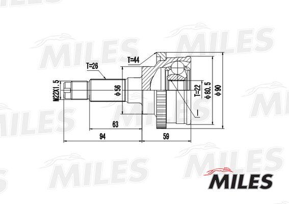 Шрус mazda 323 1.5 94-98 нар.(ABS) - Miles GA20218