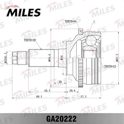 Шрус mazda 6 1.8-2.0 02- нар.(ABS) - Miles GA20222