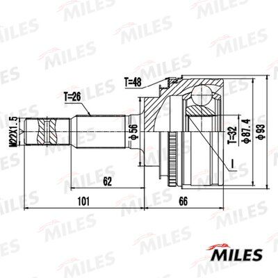 Шрус toyota camry 2.2 96-01 нар. (abs) - Miles GA20462