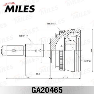 Шрус toyota camry/lexus es300 3.0 91-97 нар.(ABS) - Miles GA20465