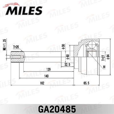 Шрус toyota hiace/hilux/4runner 2.8 89- нар. - Miles GA20485
