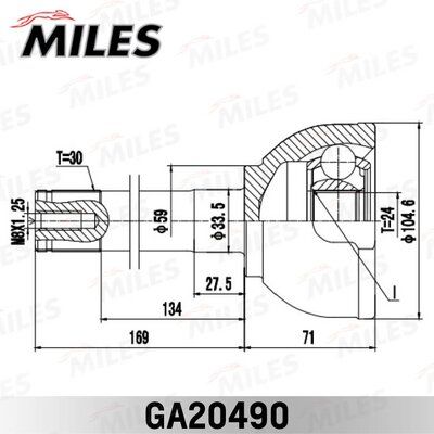 Шрус toyota land cruiser 80 4.2-4.5 90-97 нар. - Miles GA20490