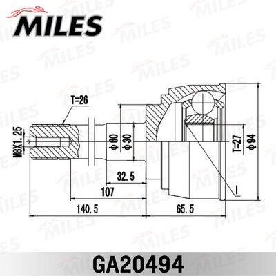 Шрус toyota liteace/townace 2.0/2.2 86-99 нар. - Miles GA20494