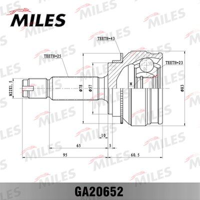Шрус mitsubishi lancer IX 1.8gdit 03-07 нар. +abs - Miles GA20652