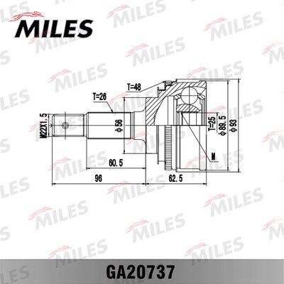 Шрус Toyota Carina/Corolla/Camry 16-2.0d 83-91 нар. ABS - Miles GA20737