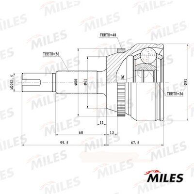 Шрус toyota camry acv40/gsv40 2006-2011 нар. - Miles GA20738