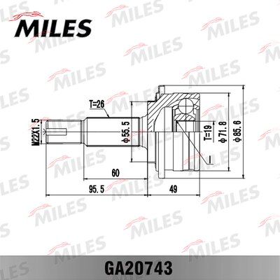 Шрус toyota yaris ksp90/nlp90/nsp90/scp90 05-11 нар. - Miles GA20743