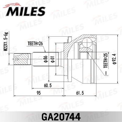 Шрус toyota corolla 2013- нар. - Miles GA20744