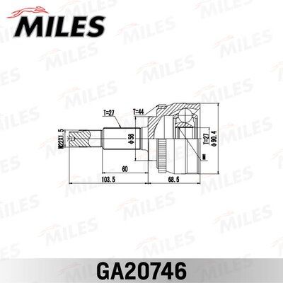 Шрус Nissan Almera Tino 2.0 00-03 нар. ABS - Miles GA20746
