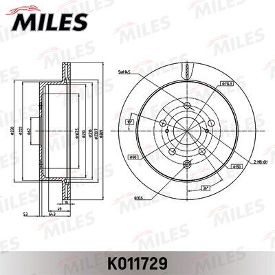 Диск тормозной lexus RX 350 08- задний (вентилируемый) - Miles K011729