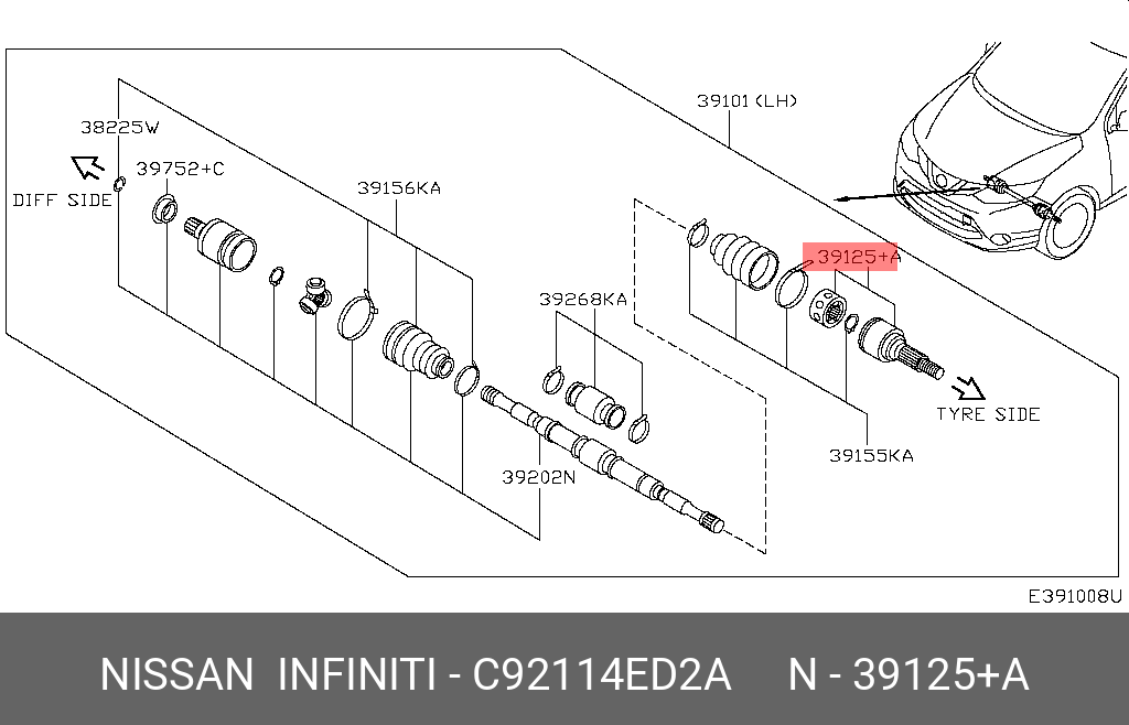 Привод в сборе | перед прав/лев | - Nissan C9211 4ED2A