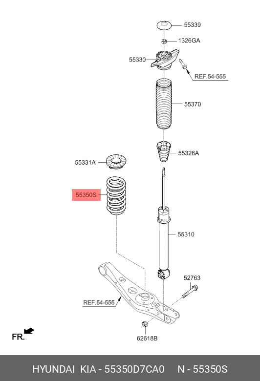 Пружина ходовой части - Hyundai/Kia 55350-D7CA0