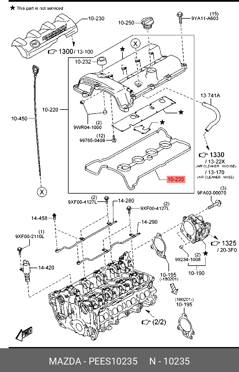 Уплотнительная прокладка крышки головки блока цилиндров - Mazda PEES-10-235