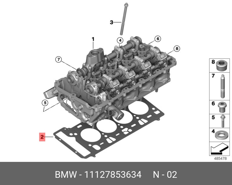 Уплотн.прокладка головки блока цилиндров - BMW 11 12 7 853 634