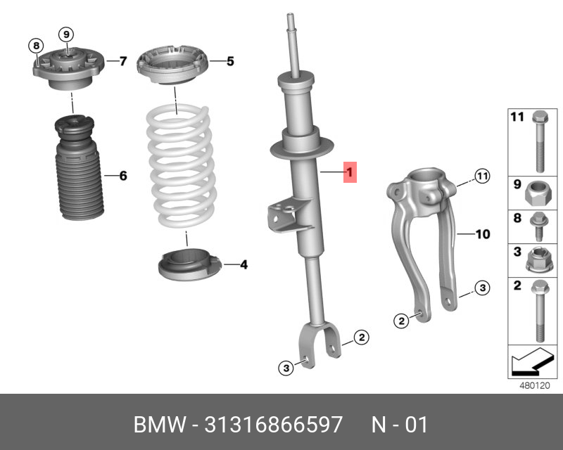 G30 Амортизатор 520-530 м-спорт пер л - BMW 31 31 6 866 597