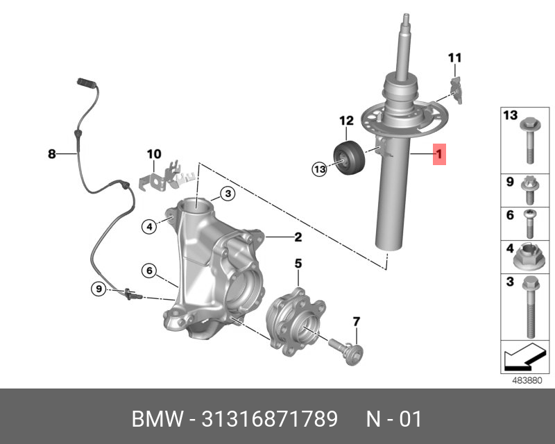 G01 3.0D амортизатор M(704) пер лев