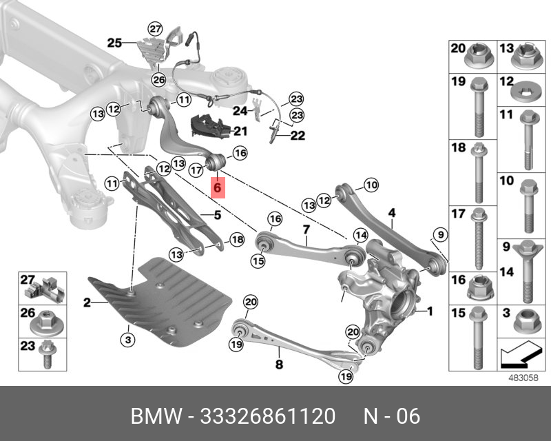 Поп.рычаг подвески с рез.мет.шарниром п | зад | - BMW 33 32 6 861 120