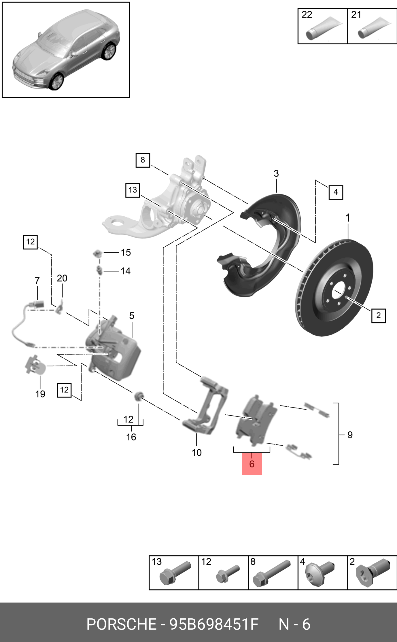 Колодки тормозные дисковые Porsche 95B698451F