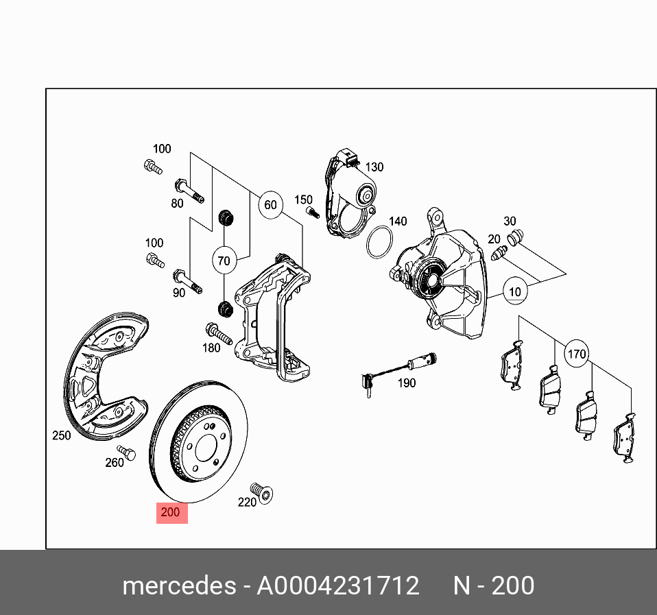 Диск тормозной задний - Mercedes 0004231712