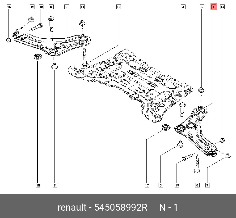 Рычаг подвески | перед лев | - Renault 5450 589 92R*