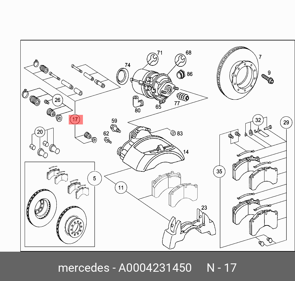 Ремкомплект тормозного суппорта - Mercedes A000 423 1450