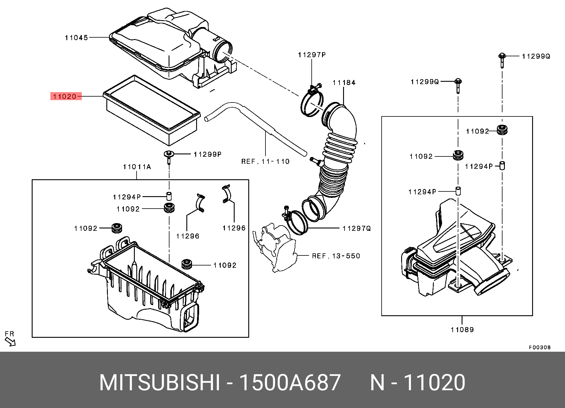 Фильтр воздушный - Mitsubishi 1500A687