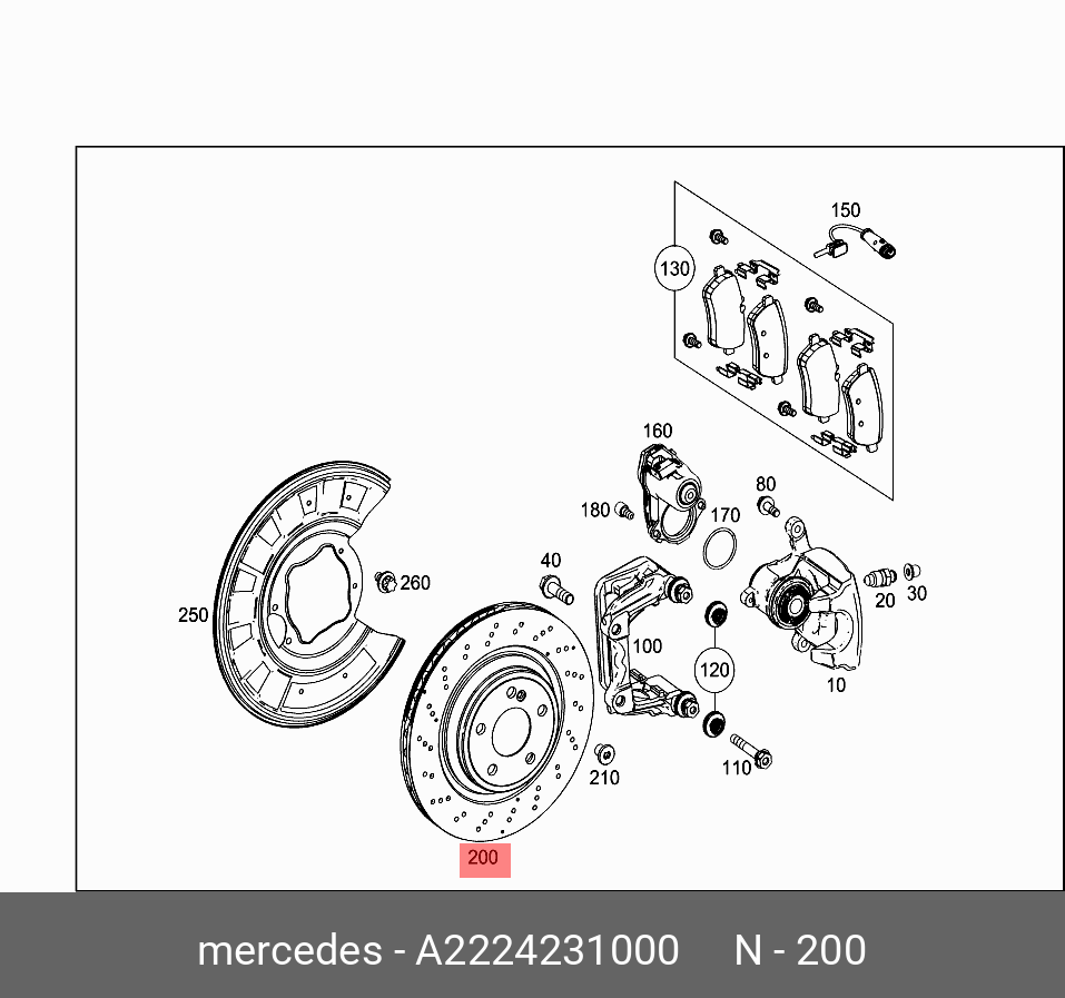 Тормозной диск задний - Mercedes 2224231000