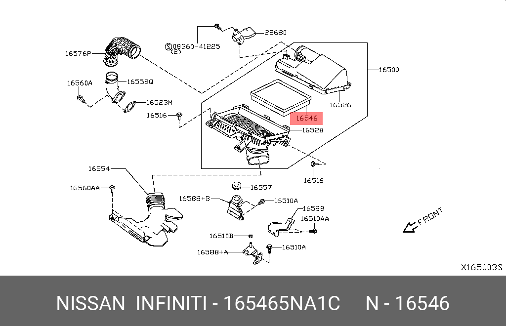 Фильтр воздушный - Nissan 16546-5NA1C