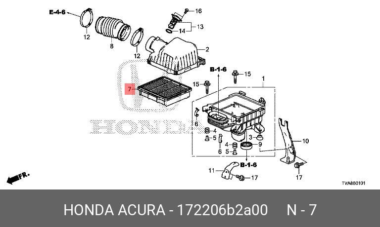 Фильтр воздушный - Honda 17220-6B2-A00