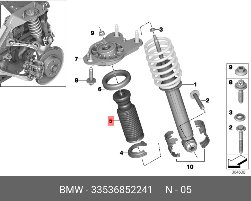 i3 отбойник заднего амортизатор - BMW 33536852241