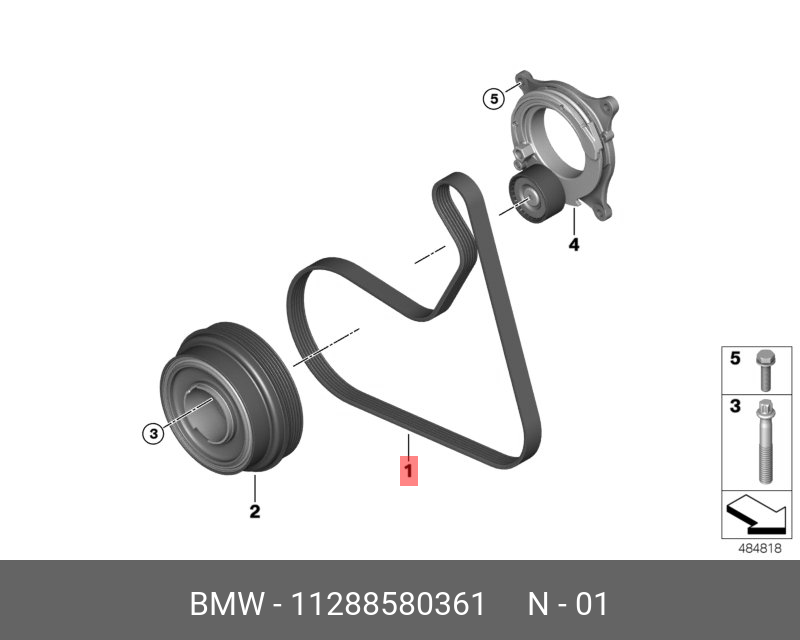 Клиновой рифленый ремень - BMW 11288580361
