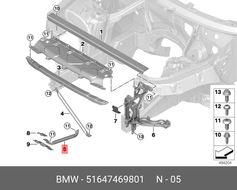 Стойка щита передка слева внизу - BMW 51647469801