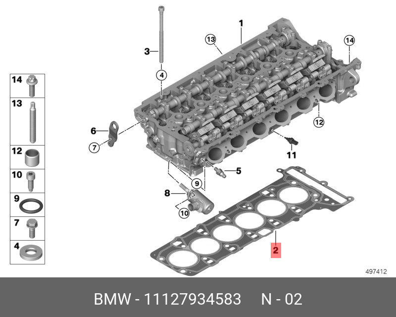 Уплотн.прокладка головки блока цилиндров - BMW 11127934583