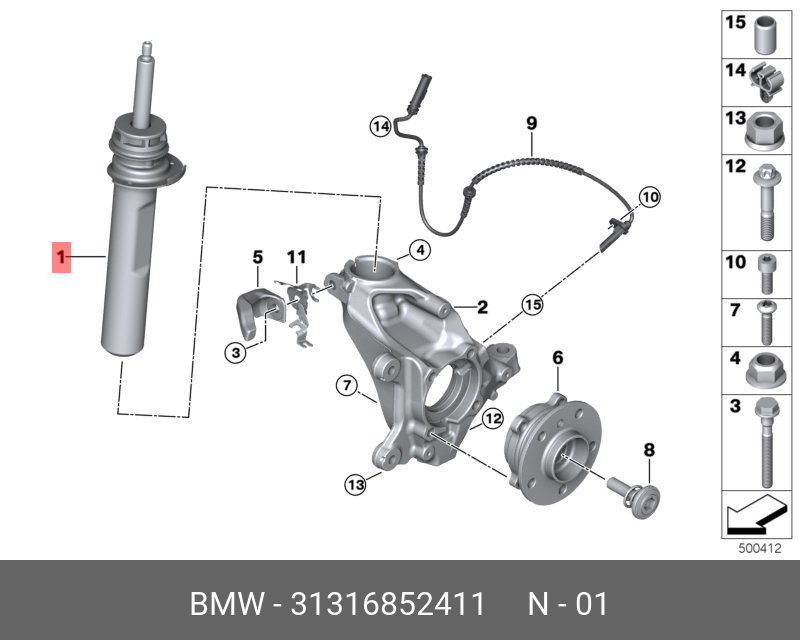 Амортизационная стойка л Пд - BMW 31316852411