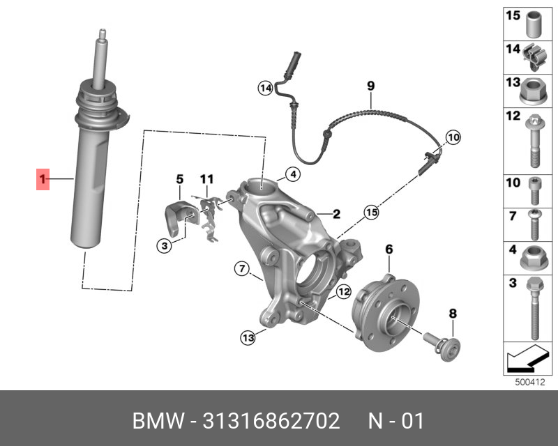 Амортизационная стойка п Пд - BMW 31316862702