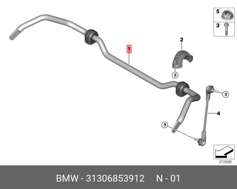 Стабилизатор передней оси - BMW 31306853912