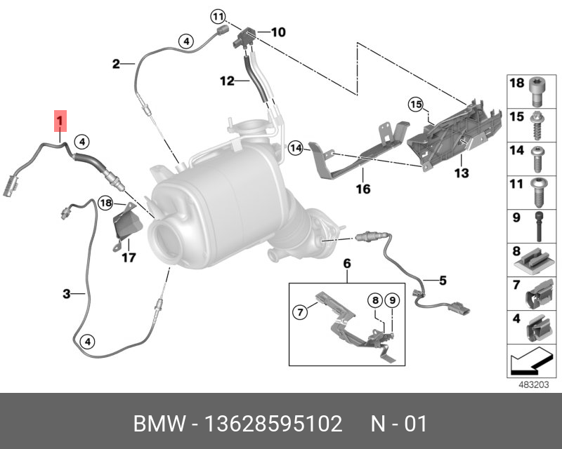 Датчик кислородный - BMW 13628595102
