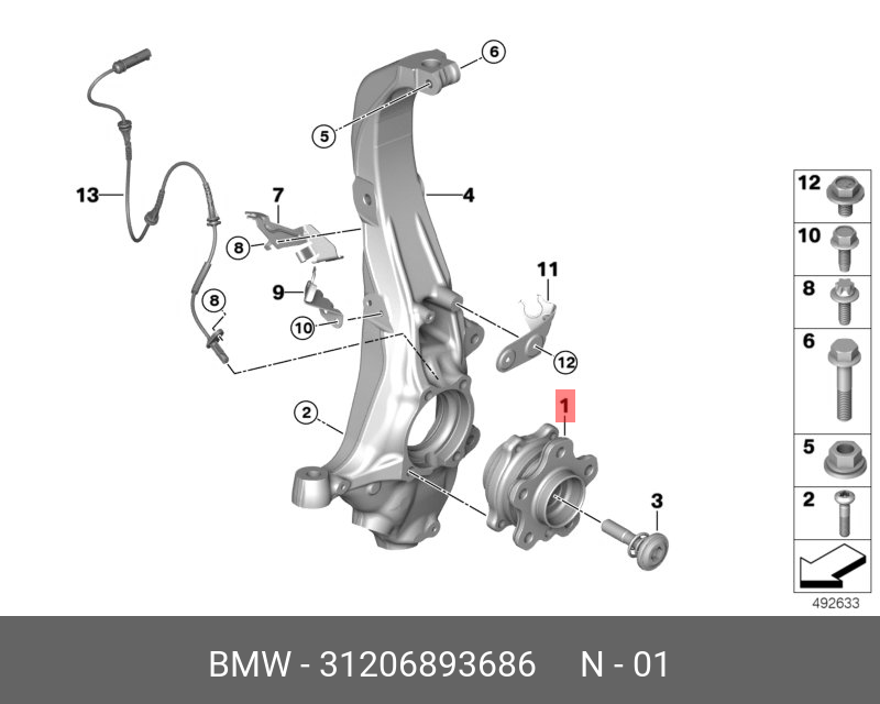 Ступица колеса с подшипником - BMW 31206893686