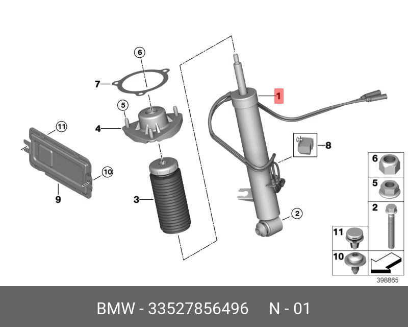 Амортизатор п Зд - BMW 33527856496