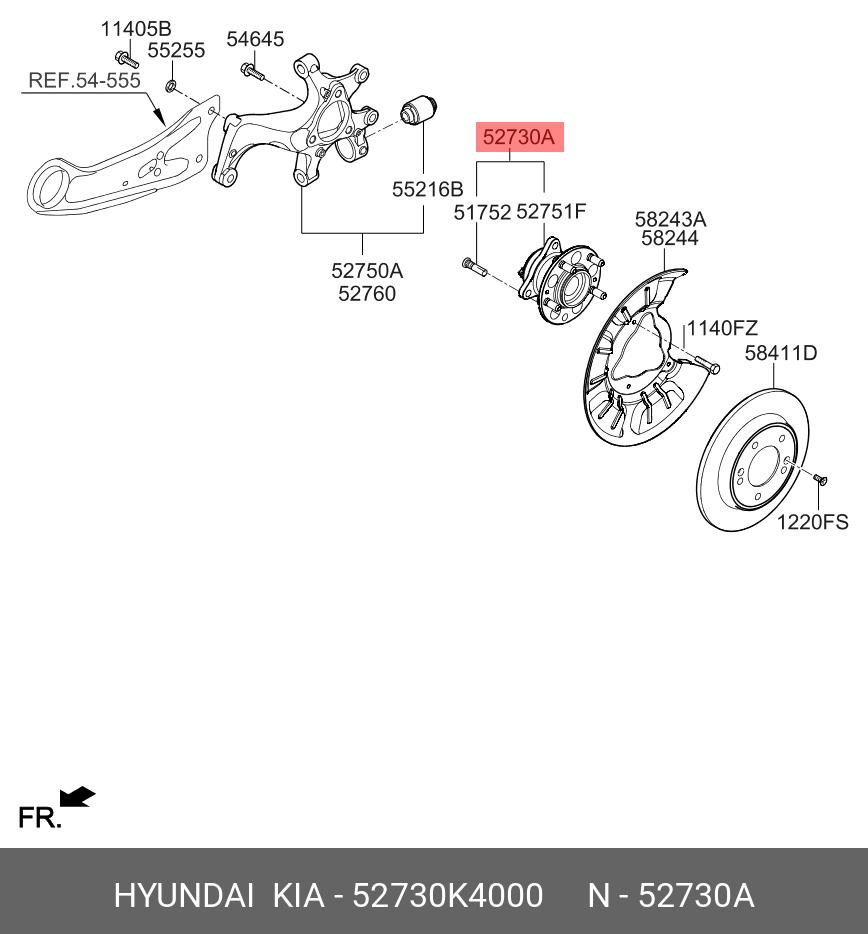 Ступица колеса - Hyundai/Kia 52730-K4000