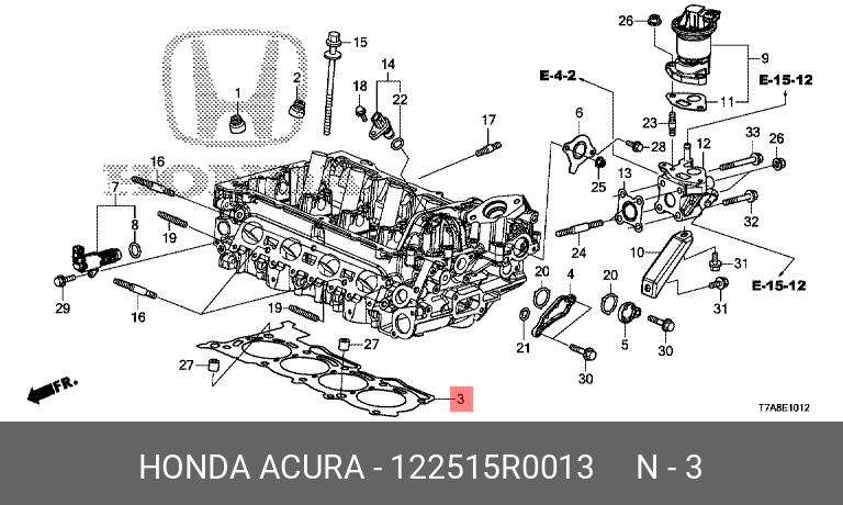 Прокладка головки блока цилиндров - Honda 12251-5R0-013