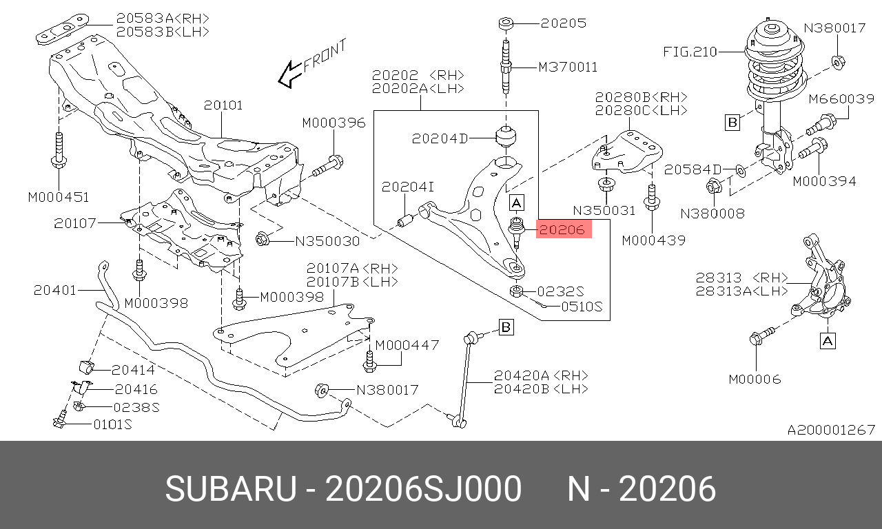 Опора шаровая | перед лев | - Subaru 20206-SJ000