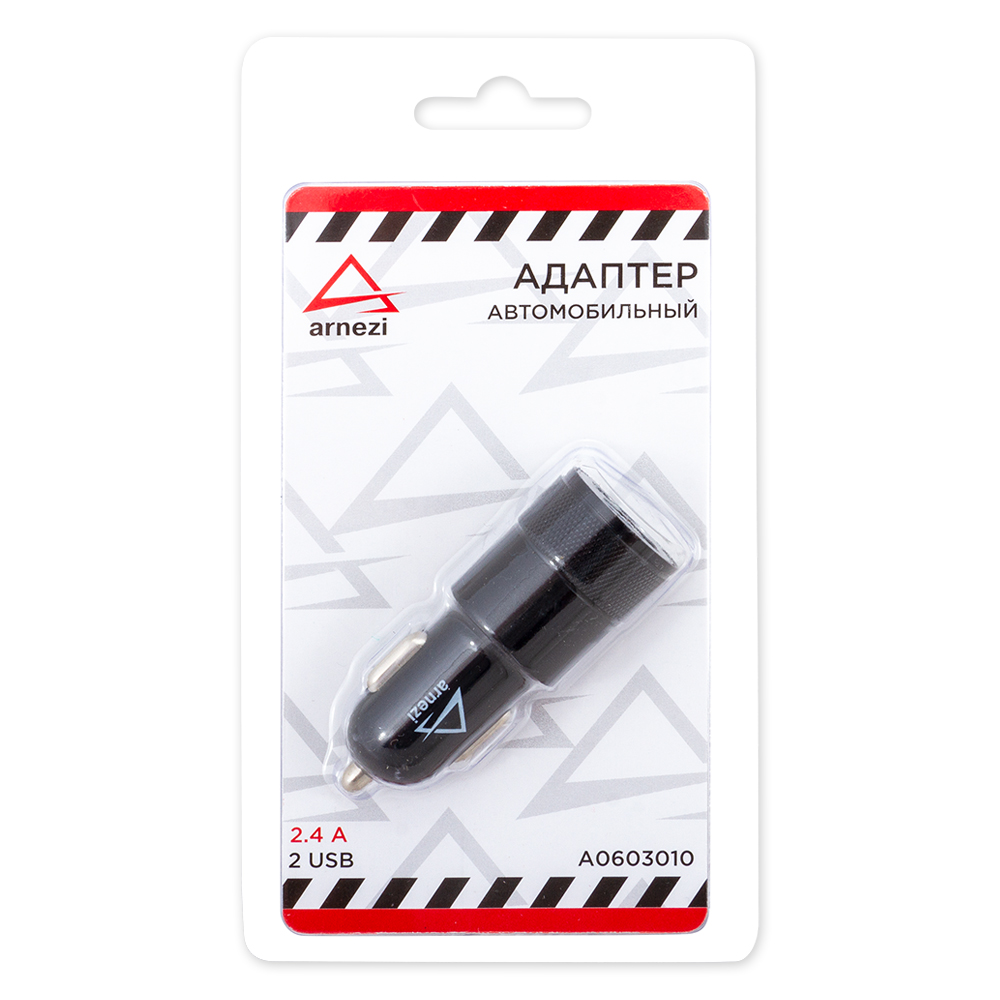 Адаптер автомобильный 2usb 5В 2.4а в прикуриватель Черный - ARNEZI A0603010