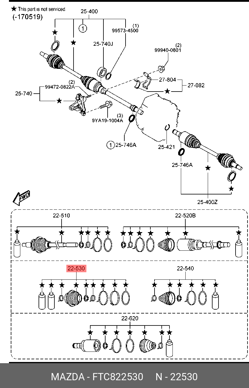 Комплект пыльников шрус - Mazda FTC822530