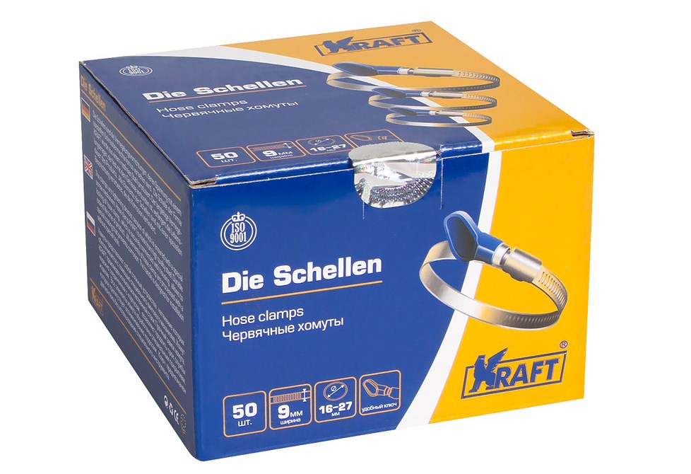 Хомут с ключом 16-27 мм - KRAFT KT 880503