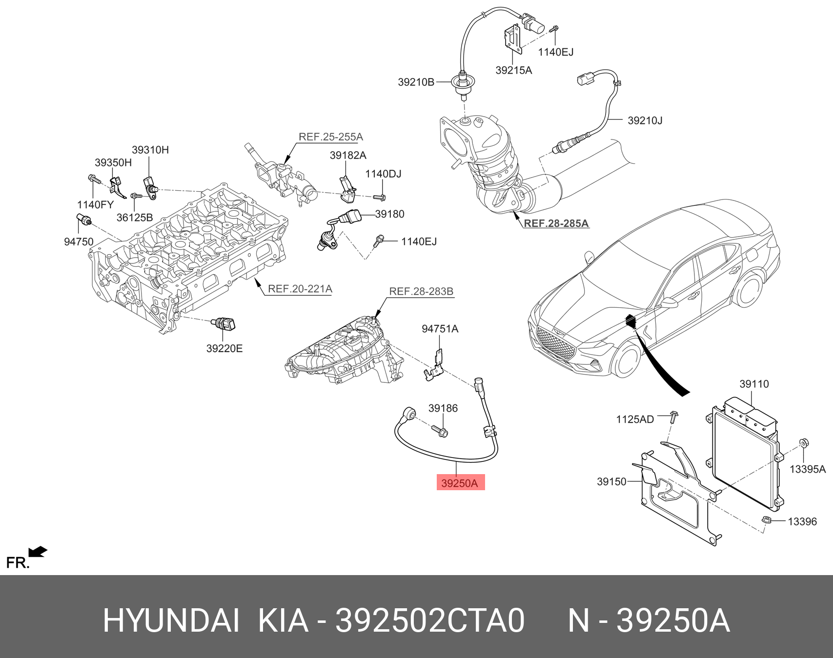 Переключатель (датчик) детонации двигателя - Hyundai/Kia 392502CTA0