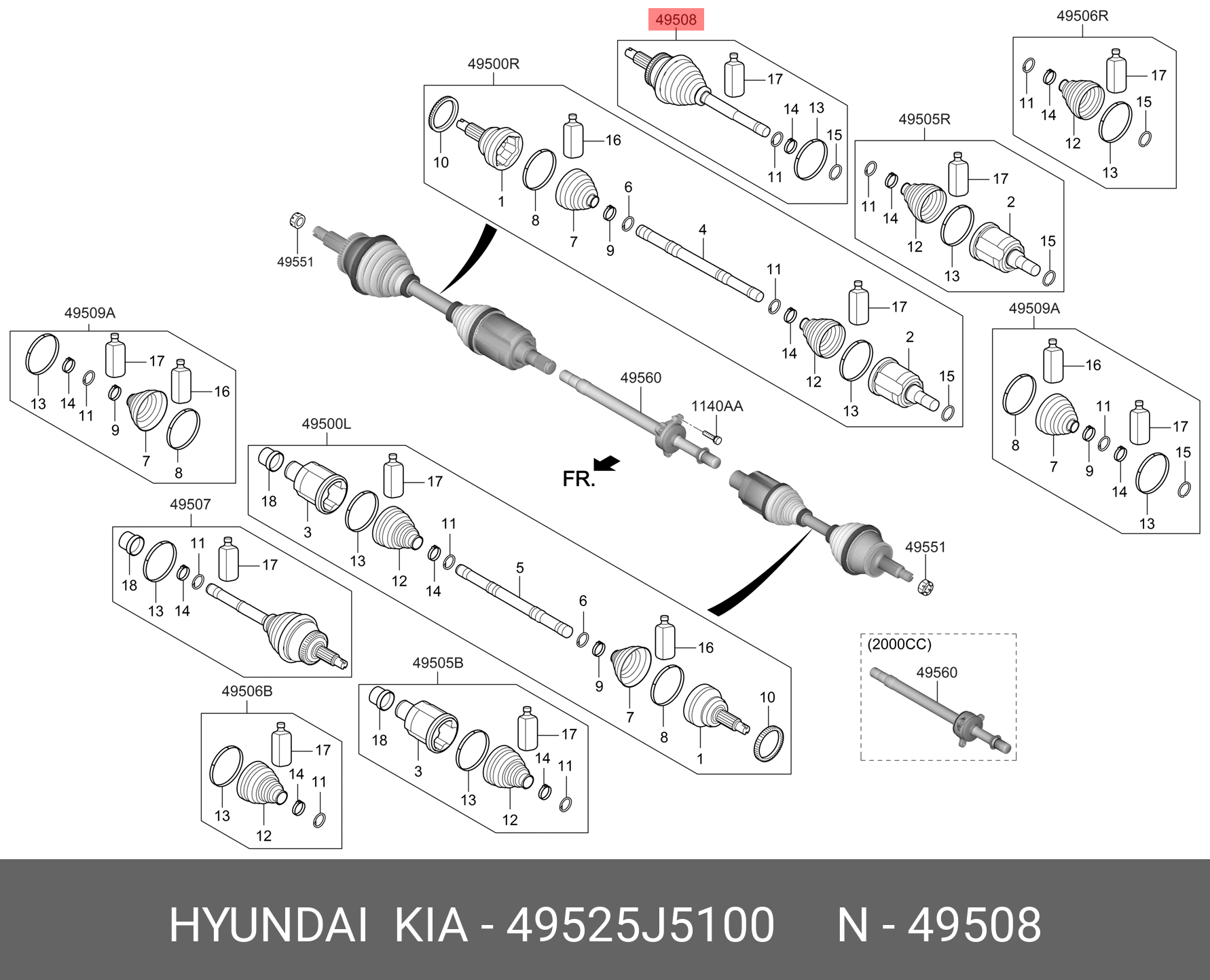 Шрус вала колеса - Hyundai/Kia 49525J5100