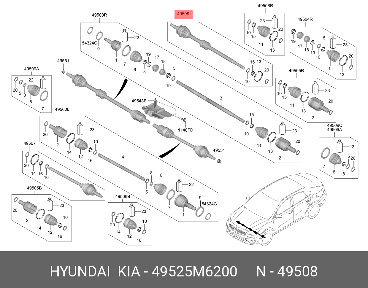 Шрус вала колеса - Hyundai/Kia 49525M6200