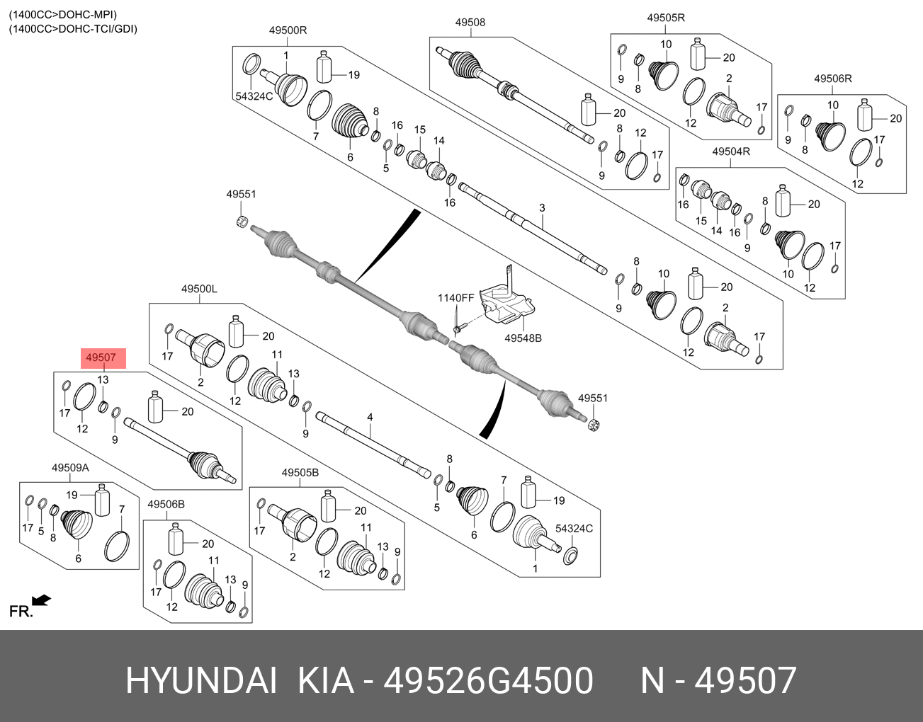 Шрус вала колеса - Hyundai/Kia 49526G4500
